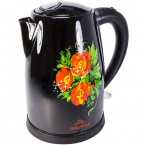 Чайник Добрыня DO-1215 черный с цветком Маки