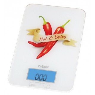 Весы кухонные BBK KS106G бело-красные с рисунком 3D